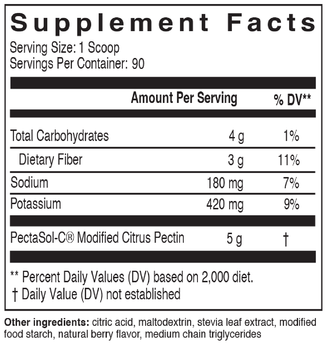 PectaSol Berry Infusion 90 Servings Supplement Facts
